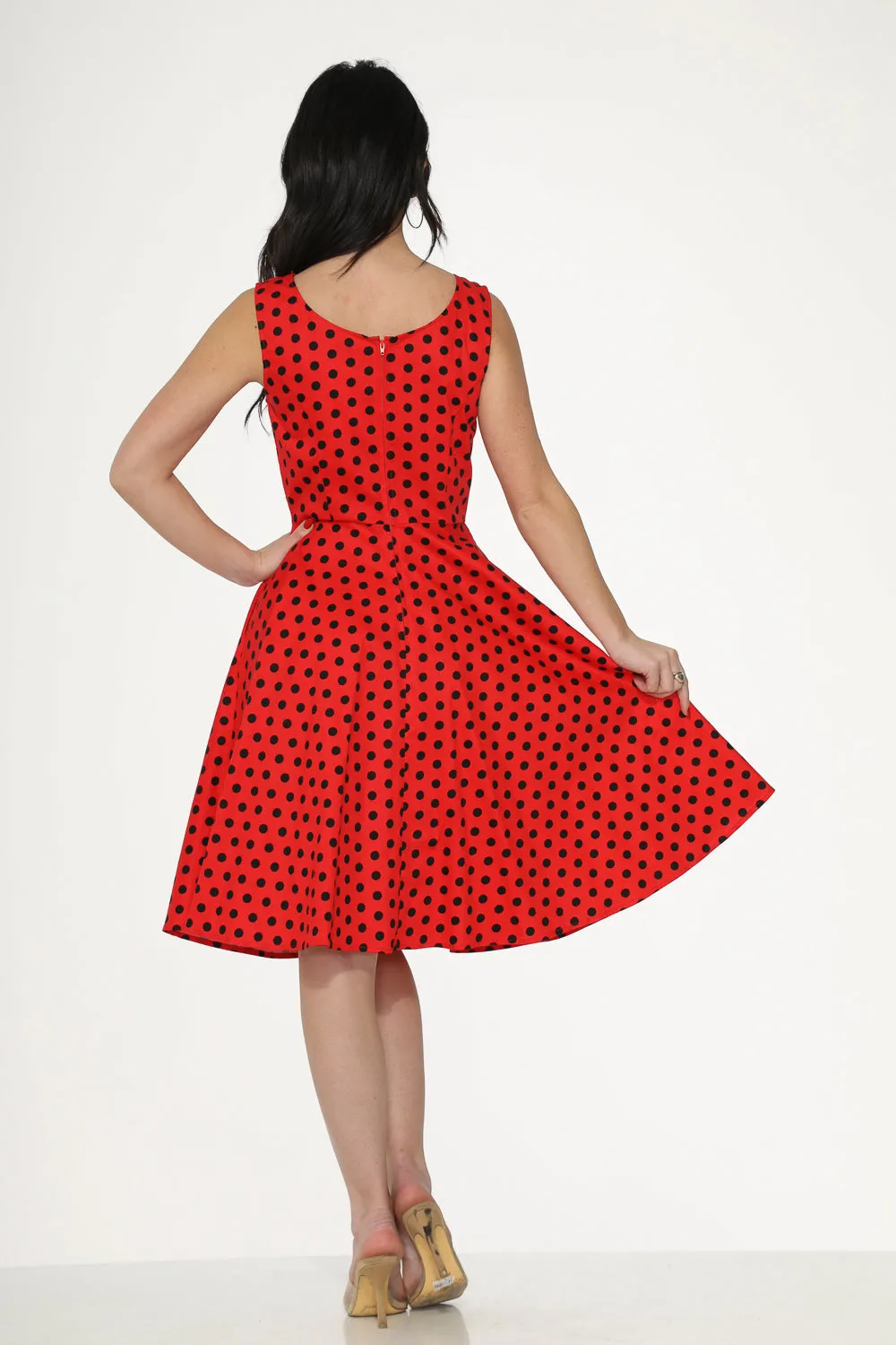 Red Black Polka Dot Swing Dress sold by Modcloth product image thumbnail 4