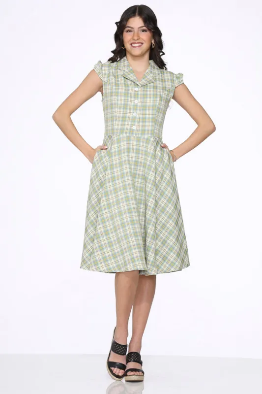 Green Plaid Swing Dress sold by Modcloth