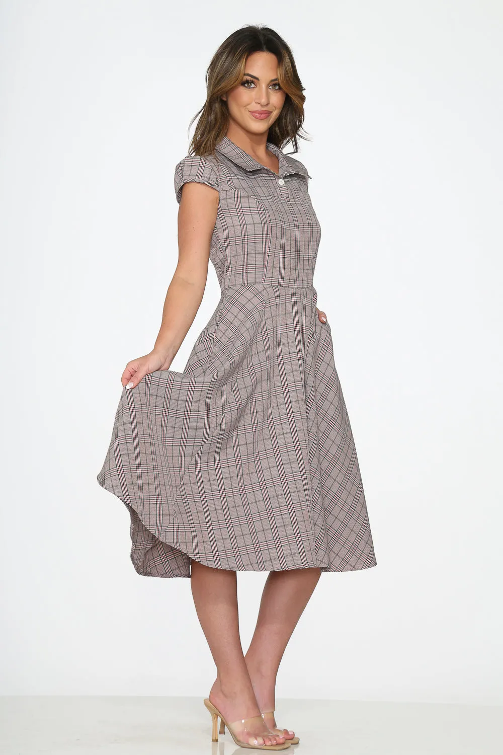Brown Plaid Swing Dress sold by Modcloth product image thumbnail 4