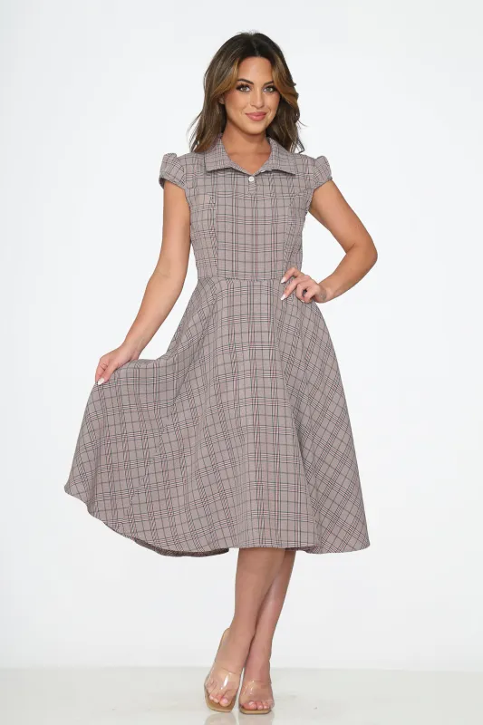 Brown Plaid Swing Dress sold by Modcloth