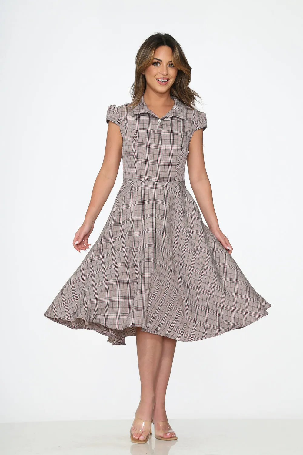 Brown Plaid Swing Dress sold by Modcloth product image thumbnail 2