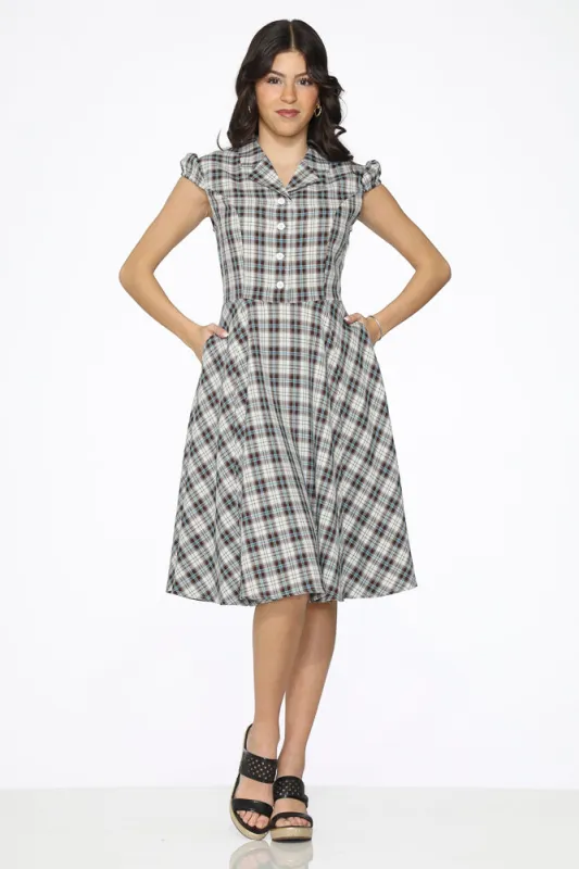 Brown & Blue Plaid Swing Dress sold by Modcloth