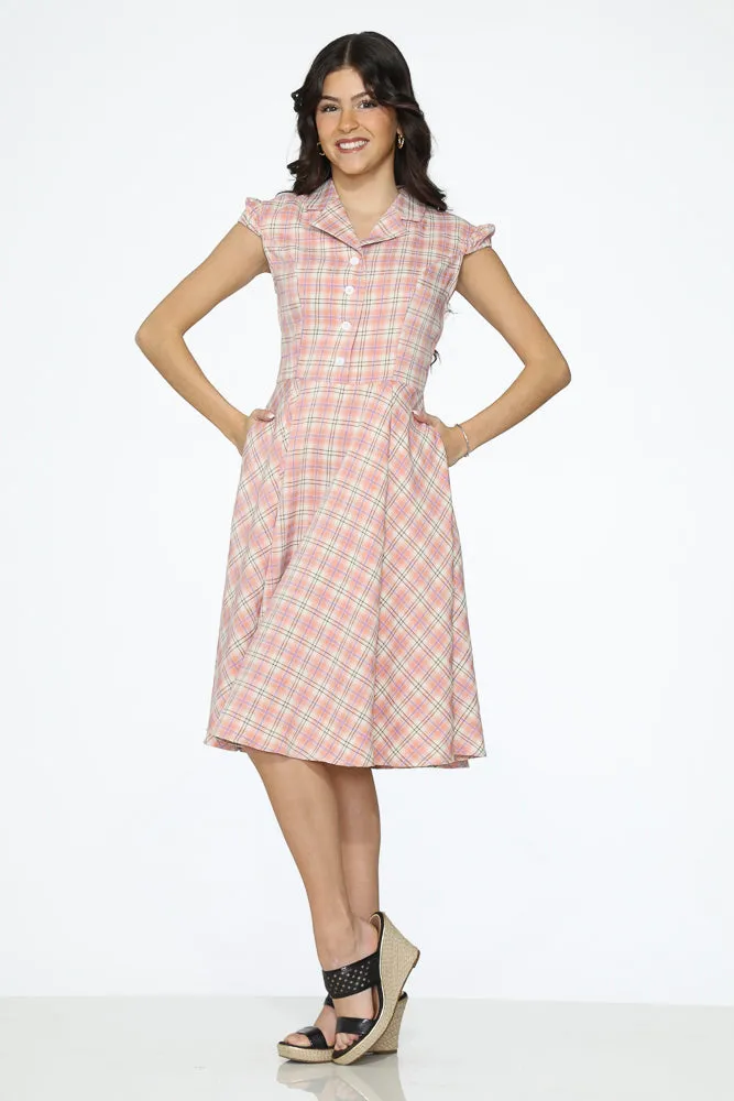 Pink Plaid Swing Dress sold by Modcloth