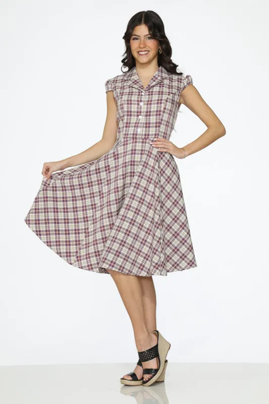 Purple Plaid Swing Dress sold by Modcloth