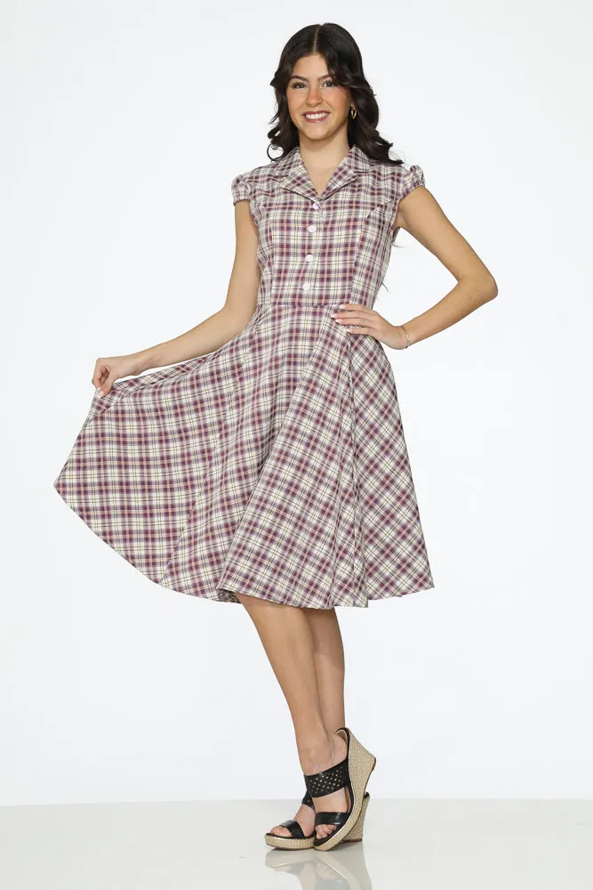 Purple Plaid Swing Dress sold by Modcloth