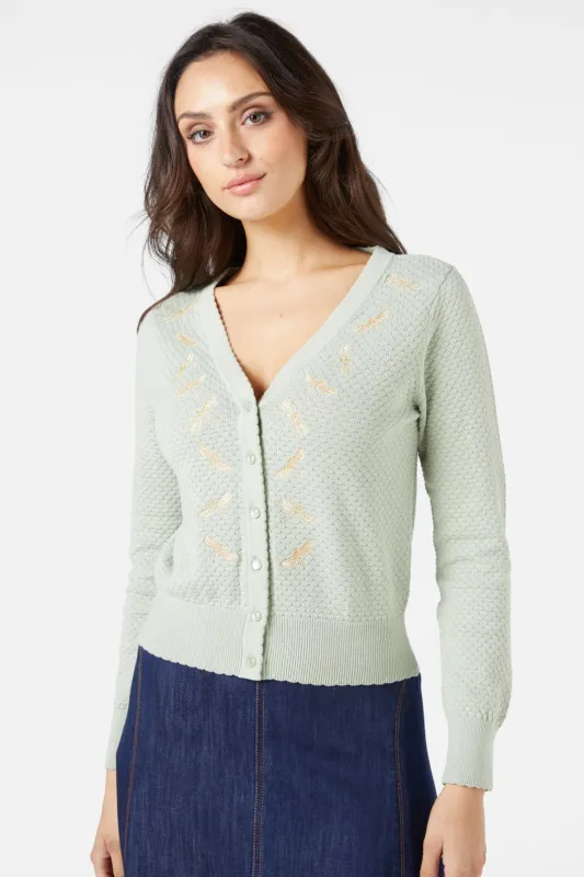 Dragonfly Embroidered Cardigan sold by Modcloth