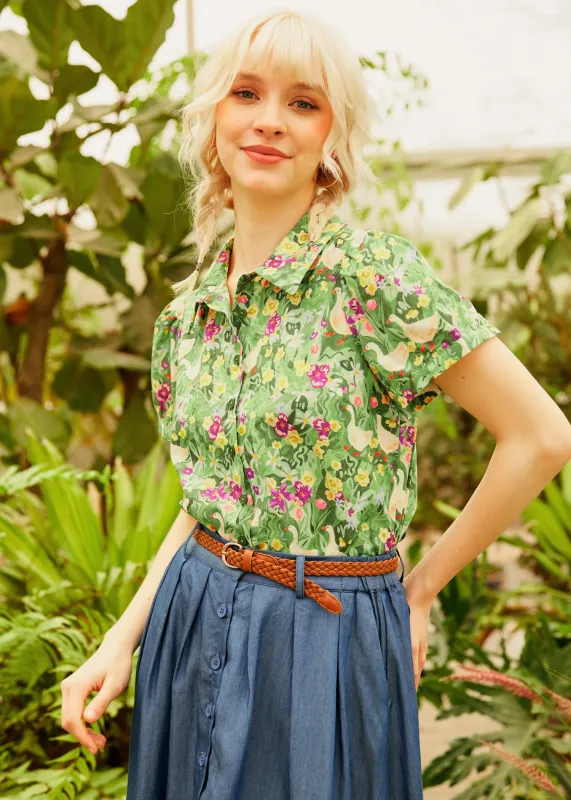 Goose in Bloom Button-Up Top sold by Modcloth