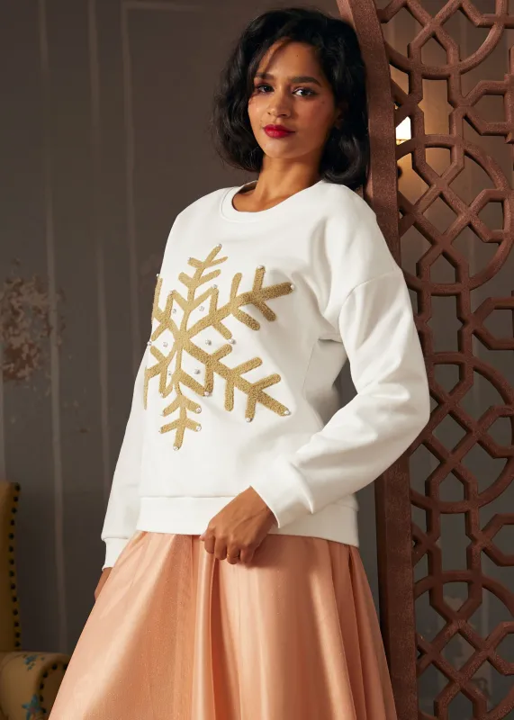 Winter's Whisper Snowflake Sweatshirt sold by Modcloth