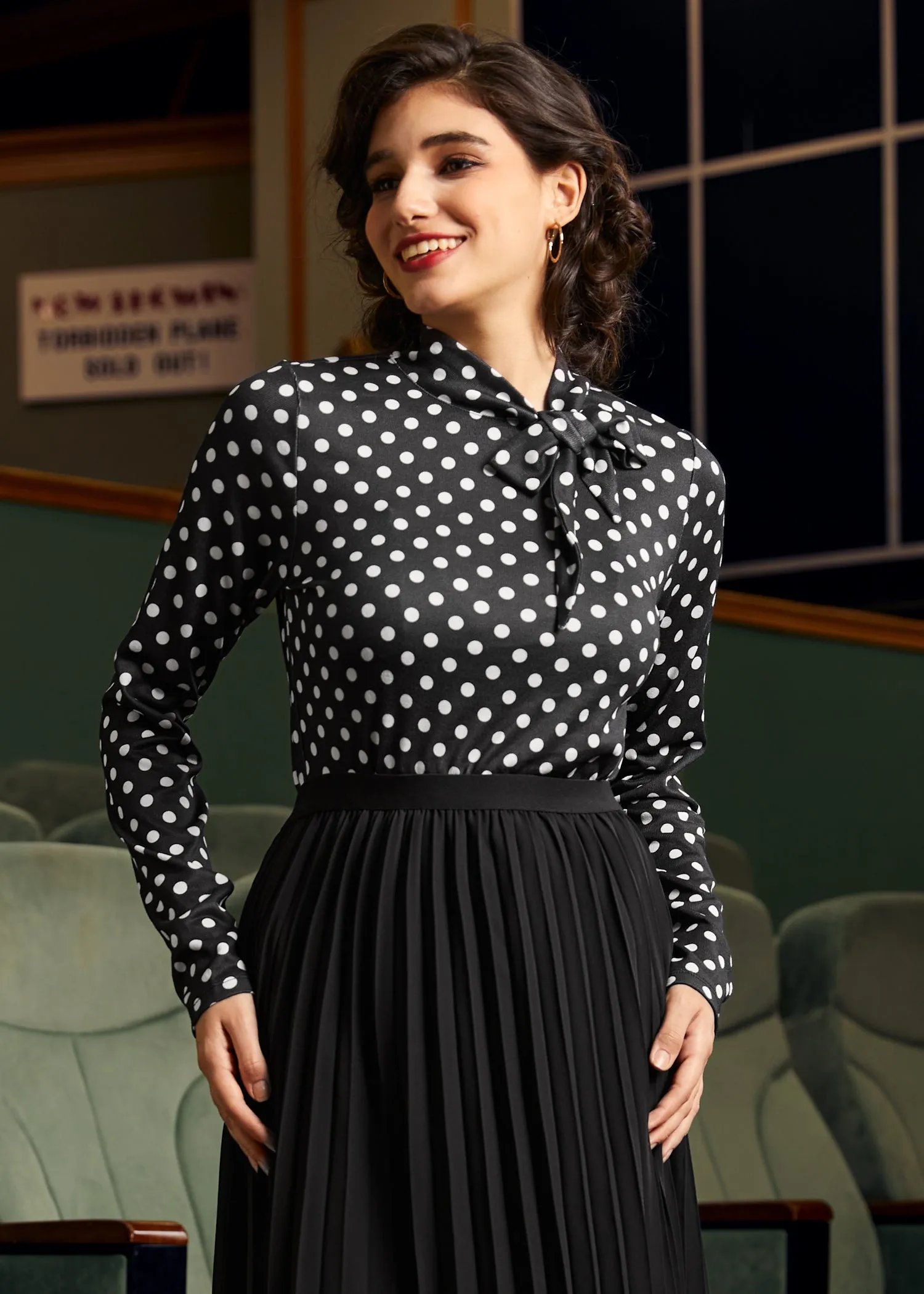 Rydell High Revisited Long Sleeve Tie-Neck Top (Final Sale) sold by Modcloth