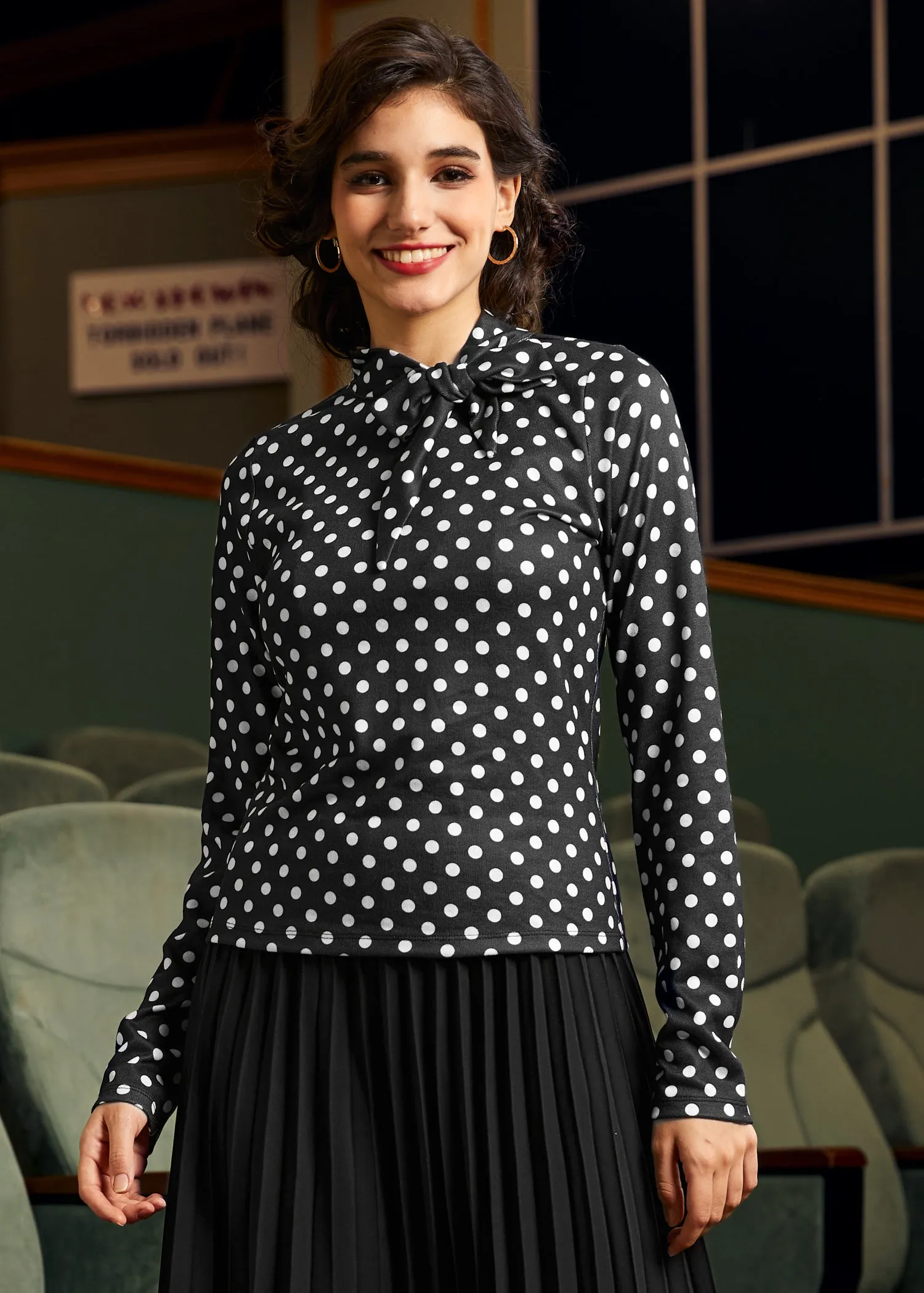 Rydell High Revisited Long Sleeve Tie-Neck Top (Final Sale) sold by Modcloth product image thumbnail 5