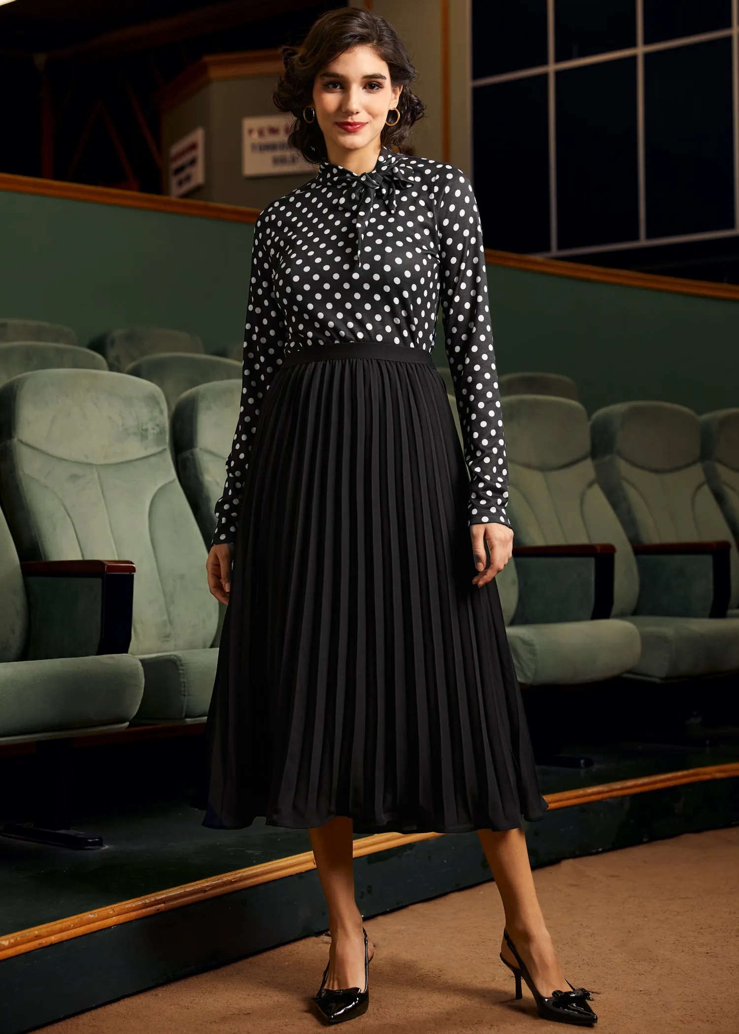 Rydell High Revisited Long Sleeve Tie-Neck Top (Final Sale) sold by Modcloth product image thumbnail 2