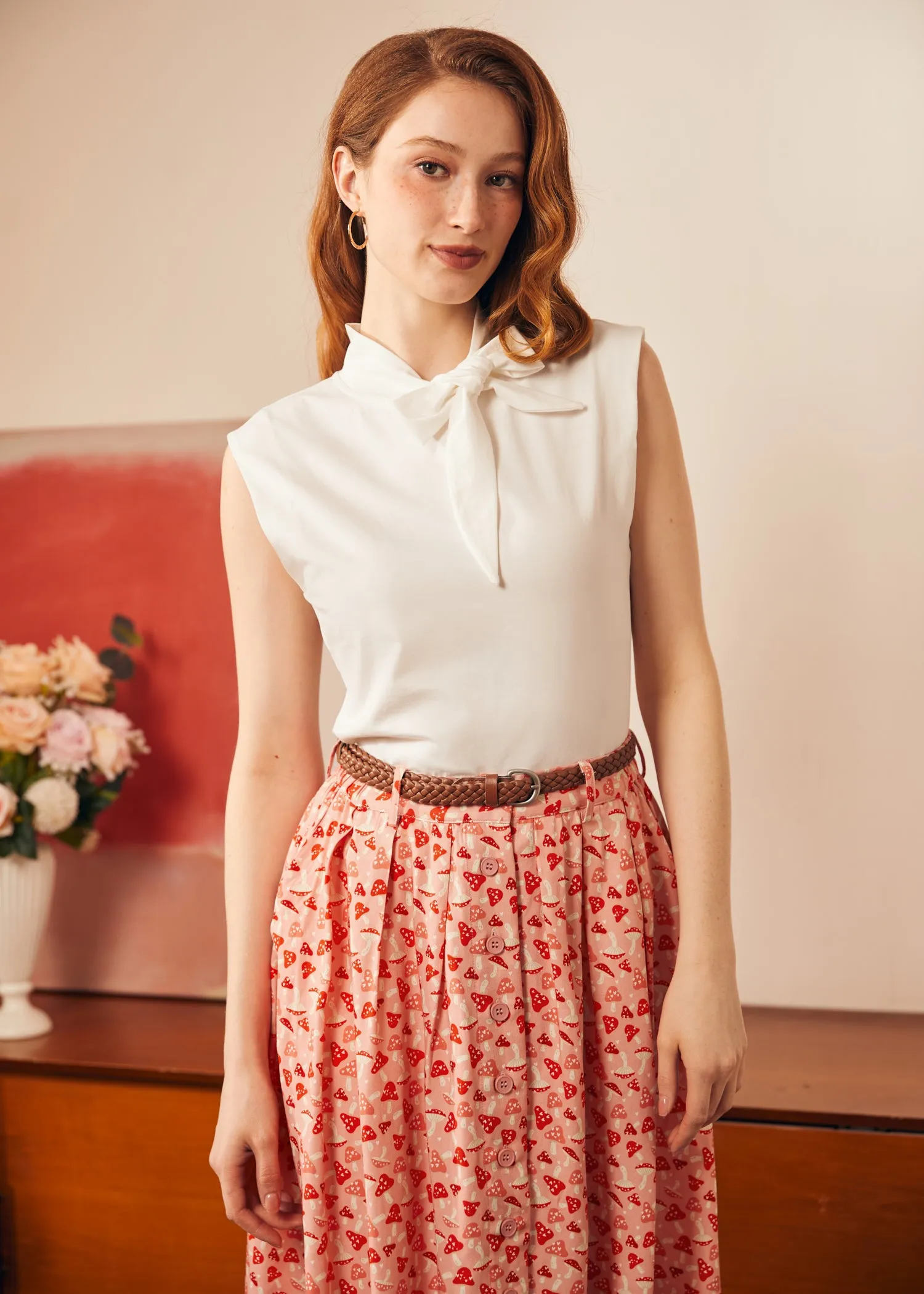 Retro Rendezvous Tie-Neck Top sold by Modcloth