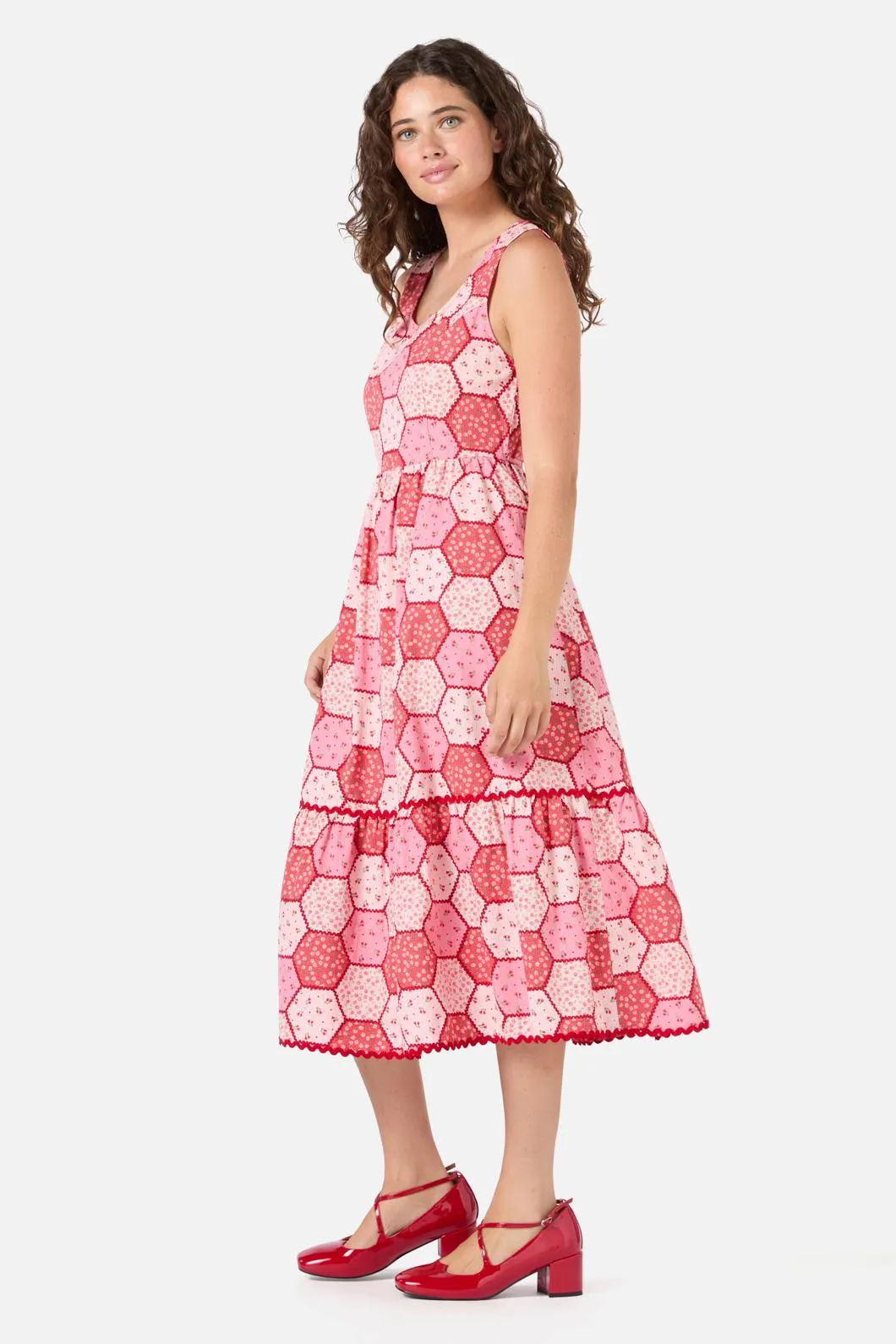 Patchwork Tiered Midi Dress sold by Modcloth product image thumbnail 3