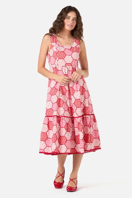 Patchwork Tiered Midi Dress sold by Modcloth