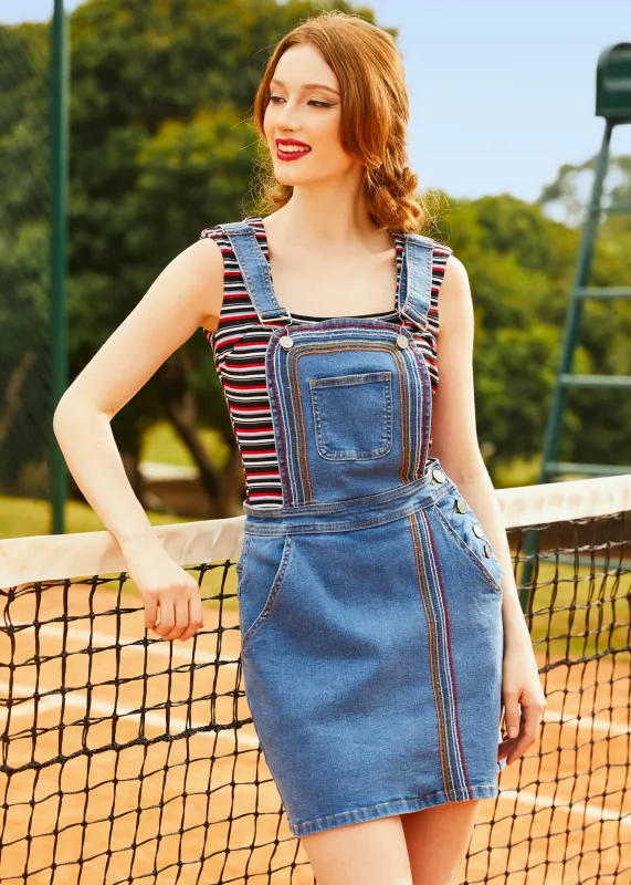 A Posh Picnic Denim Overall Jumper sold by Modcloth