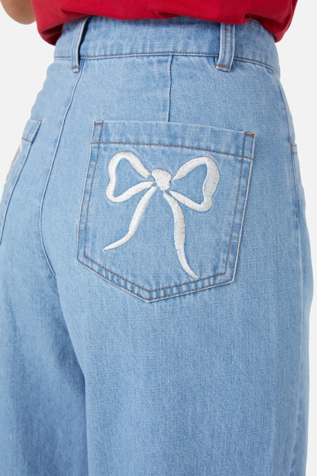 Beautiful Bows Embroidered Jean sold by Modcloth