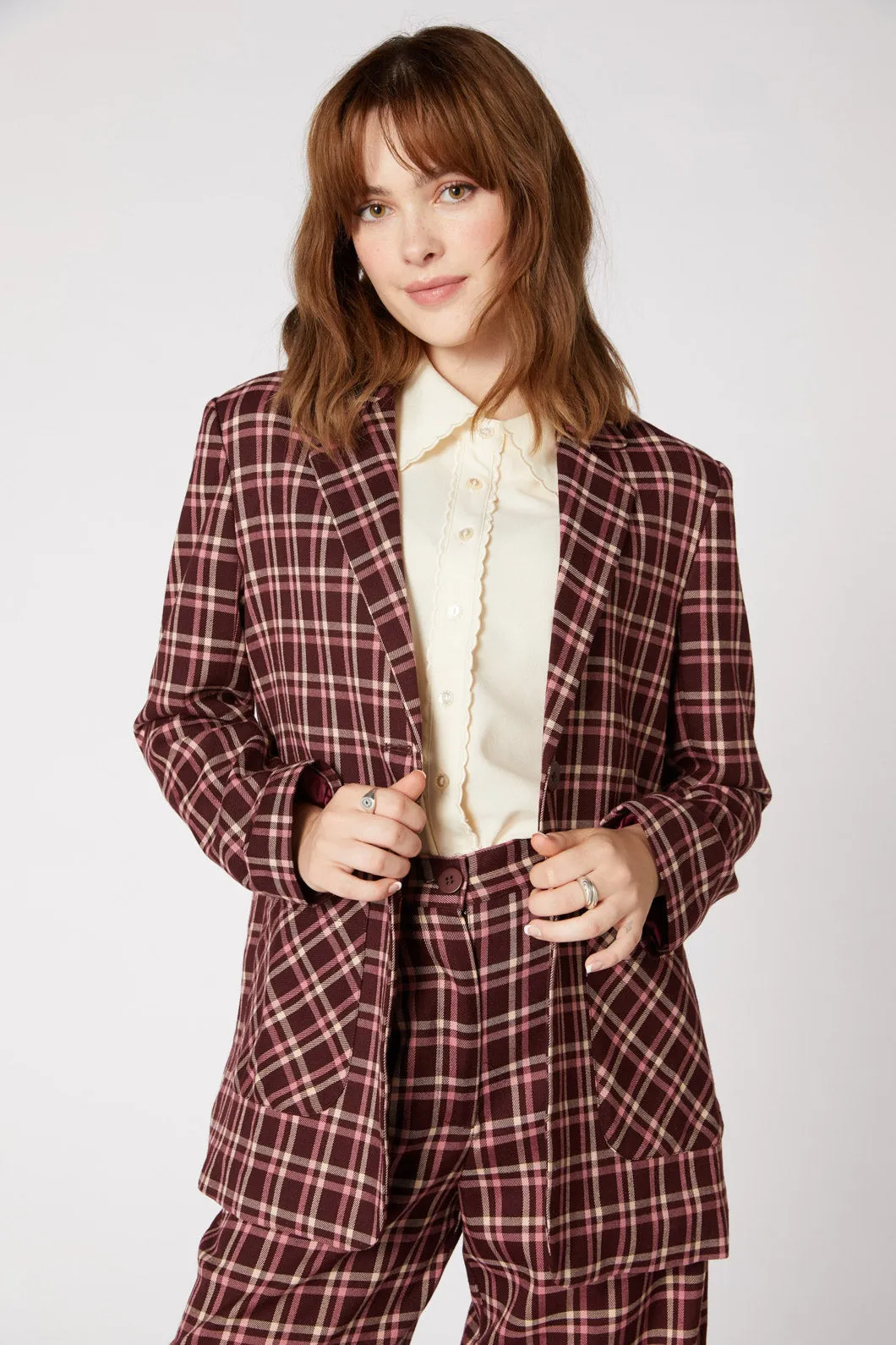 Gina Check Blazer sold by Modcloth