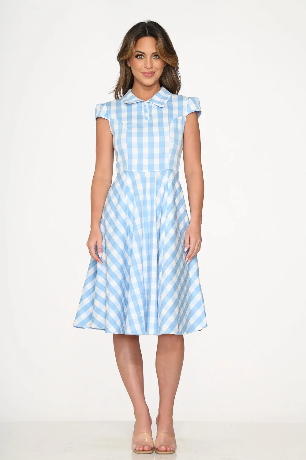 Blue Checkmate Swing Dress sold by Modcloth product image thumbnail 2