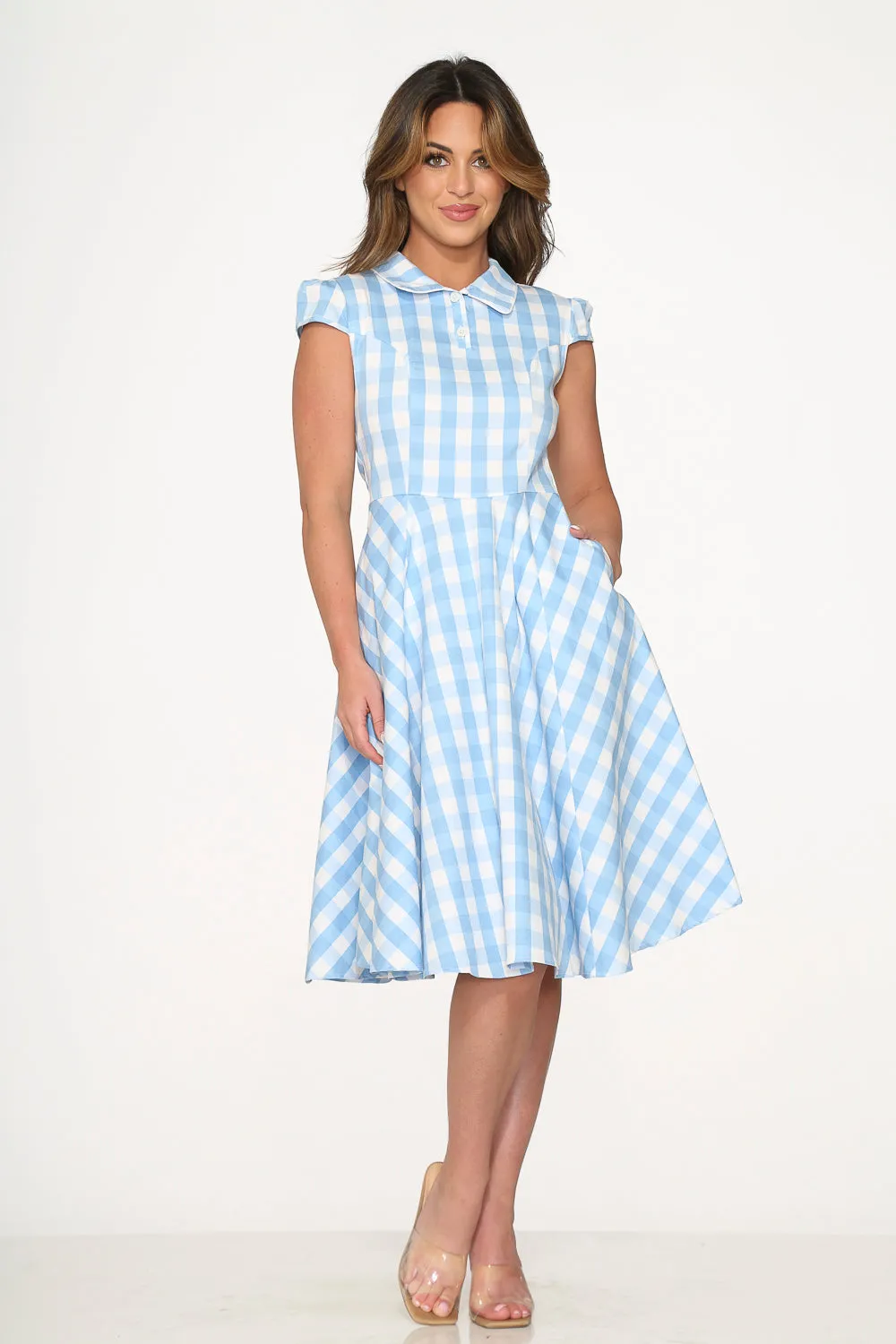 Blue Checkmate Swing Dress sold by Modcloth product image thumbnail 5