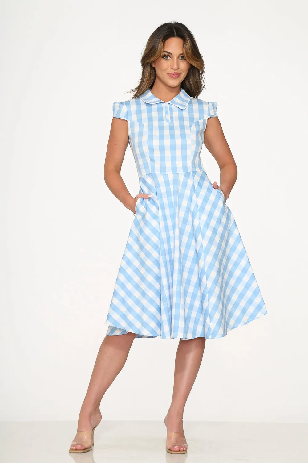 Blue Checkmate Swing Dress sold by Modcloth product image thumbnail 4