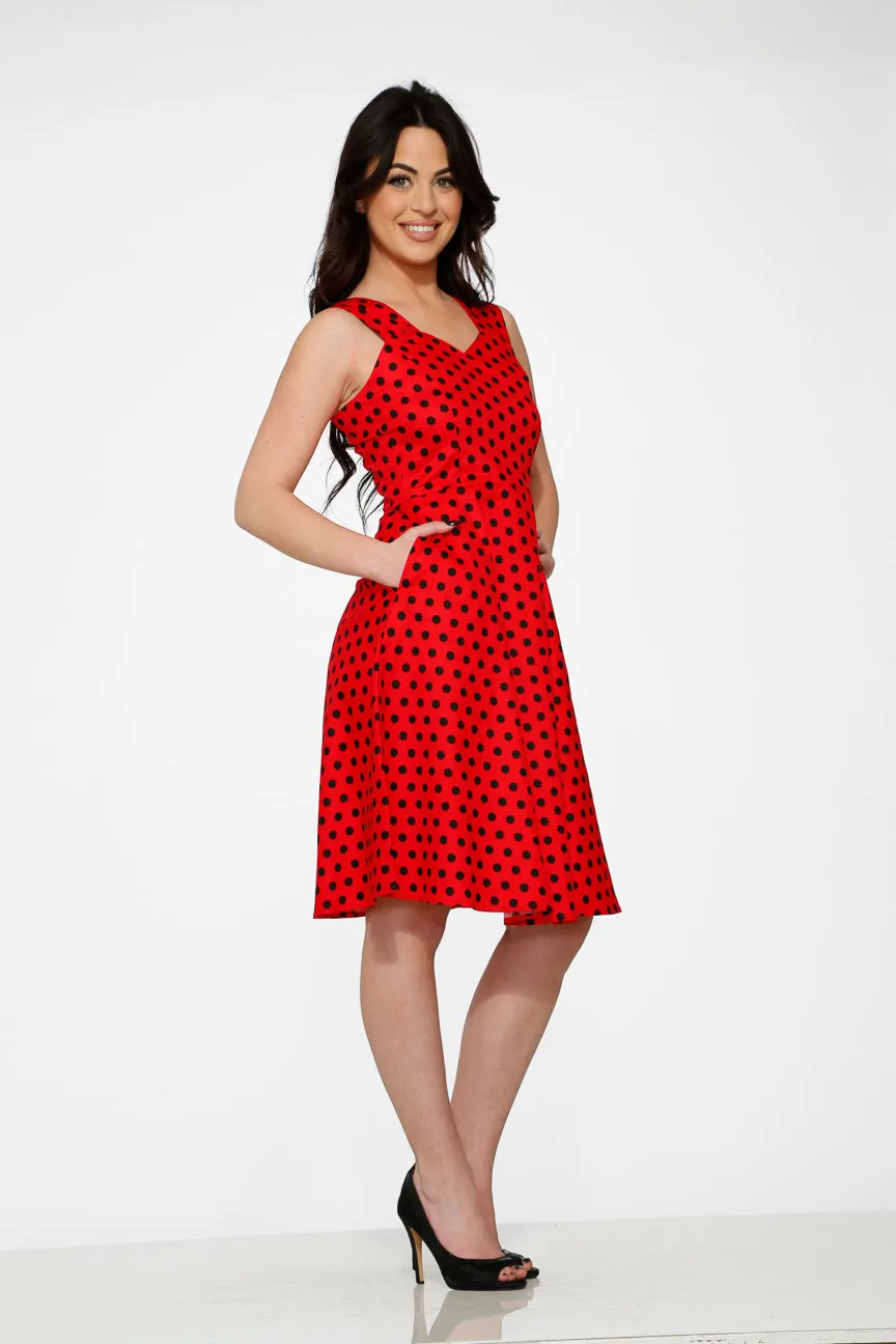 Red & Black Polka Dot Swing Dress sold by Modcloth product image thumbnail 5