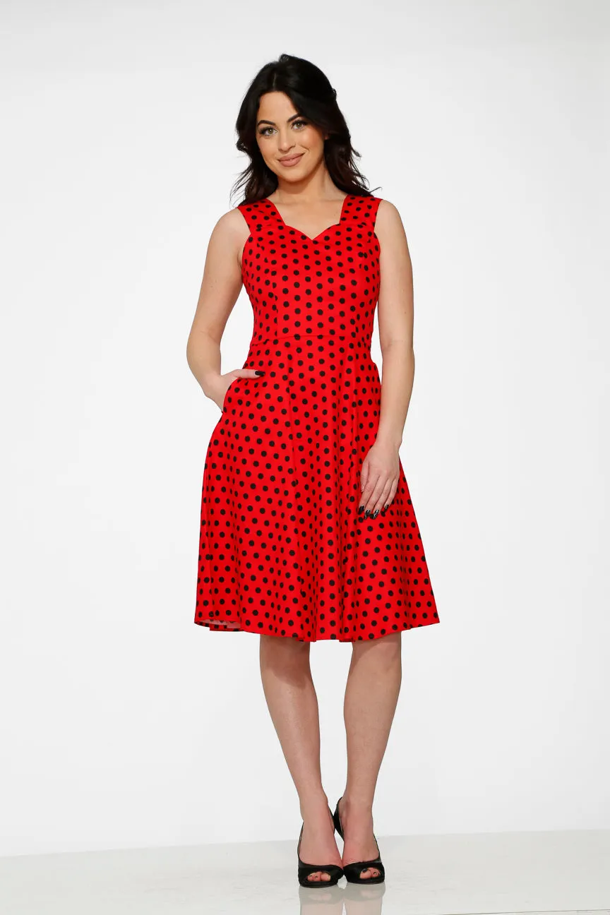Red & Black Polka Dot Swing Dress sold by Modcloth product image thumbnail 3