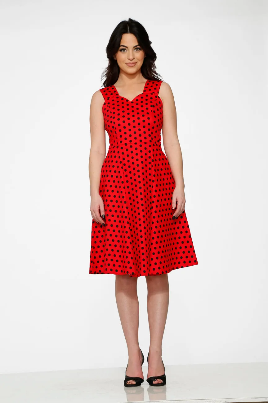 Red & Black Polka Dot Swing Dress sold by Modcloth product image thumbnail 4