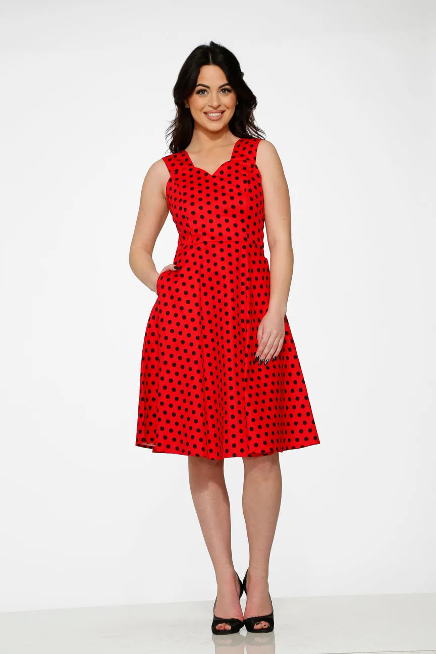 Red & Black Polka Dot Swing Dress sold by Modcloth product image thumbnail 2