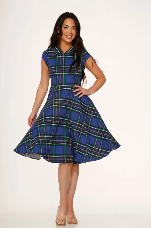 Blue Plaid Swing Dress sold by Modcloth