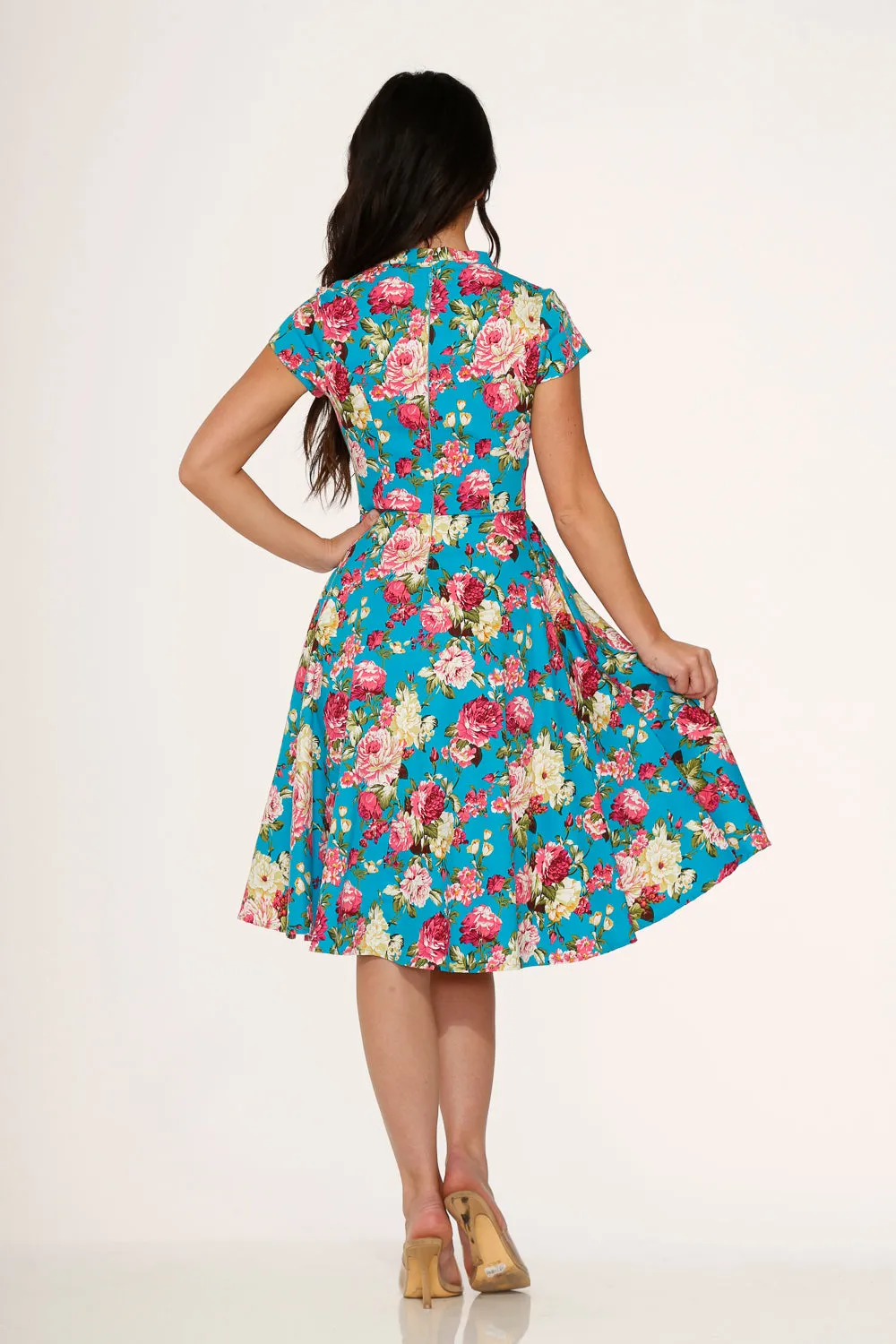 Blue & Pink Floral Swing Dress sold by Modcloth product image thumbnail 5