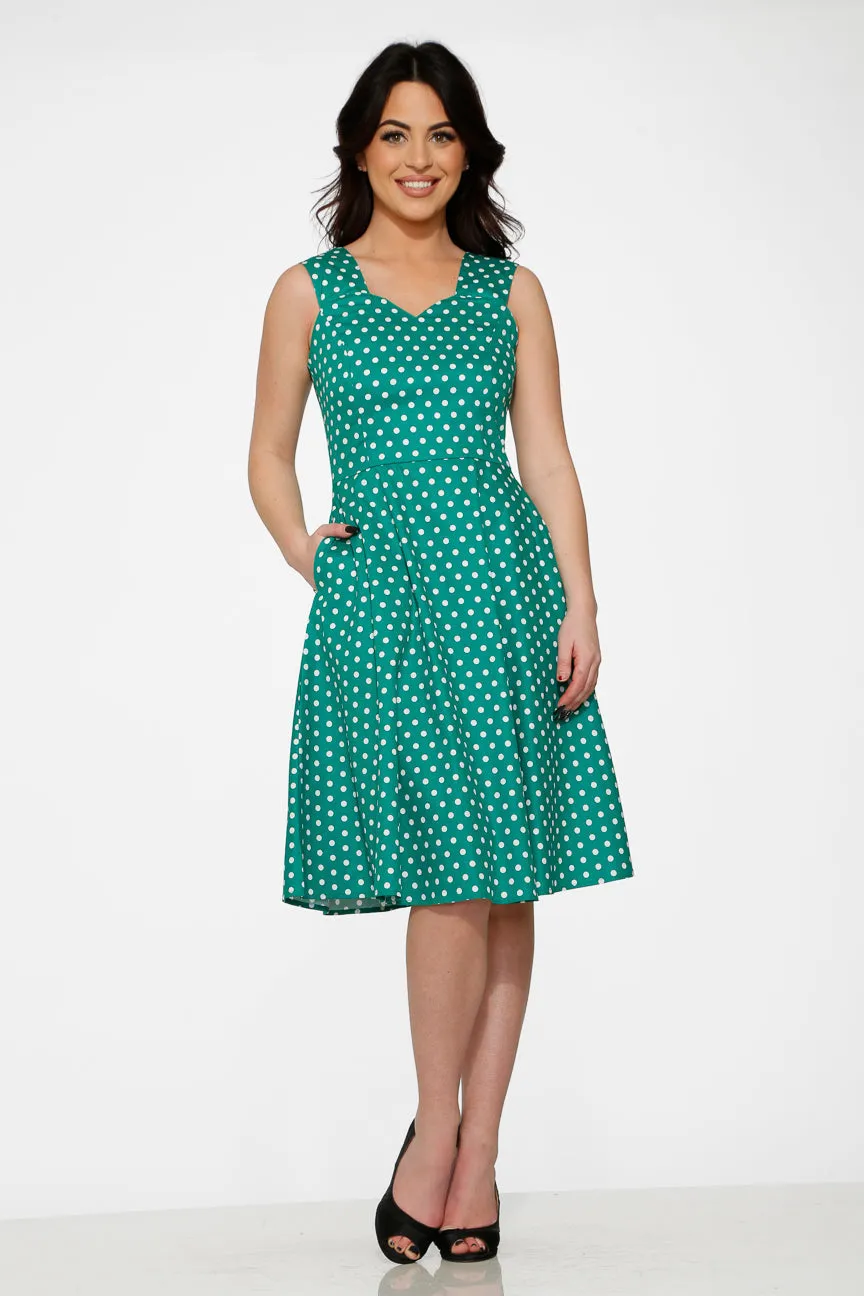Green & White Polka Dot Dress sold by Modcloth
