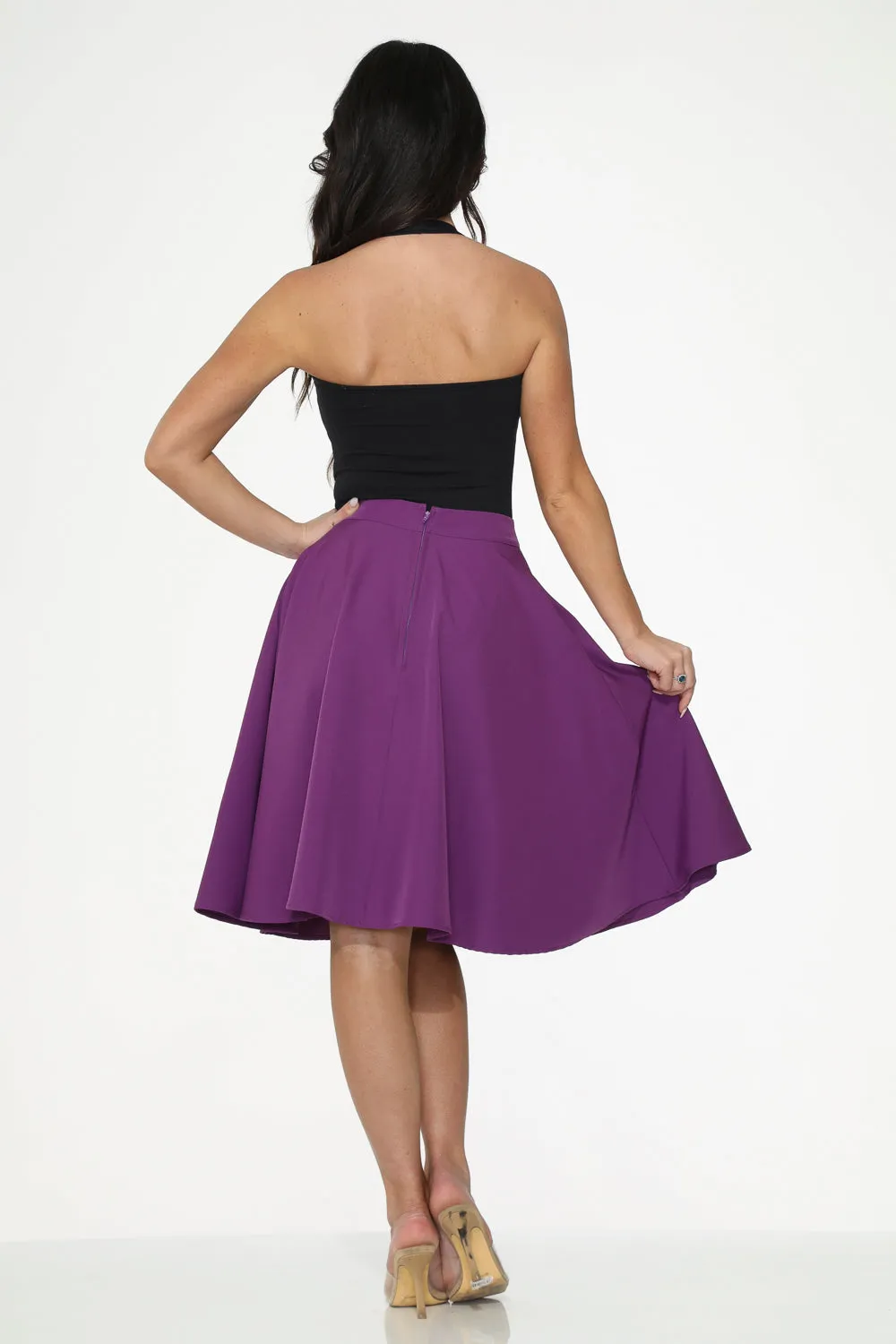 Purple Black Embroidered Poodle Swing Skirt sold by Modcloth product image thumbnail 5