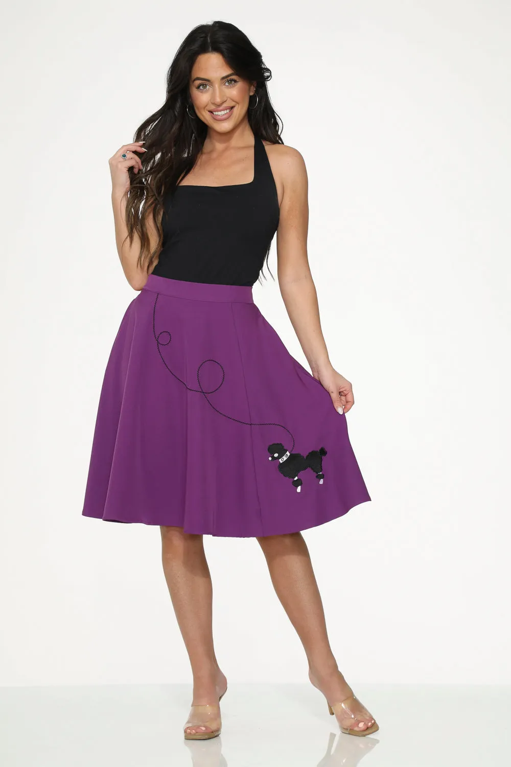 Purple Black Embroidered Poodle Swing Skirt sold by Modcloth product image thumbnail 2