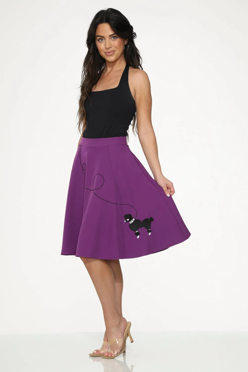 Purple Black Embroidered Poodle Swing Skirt sold by Modcloth product image thumbnail 3