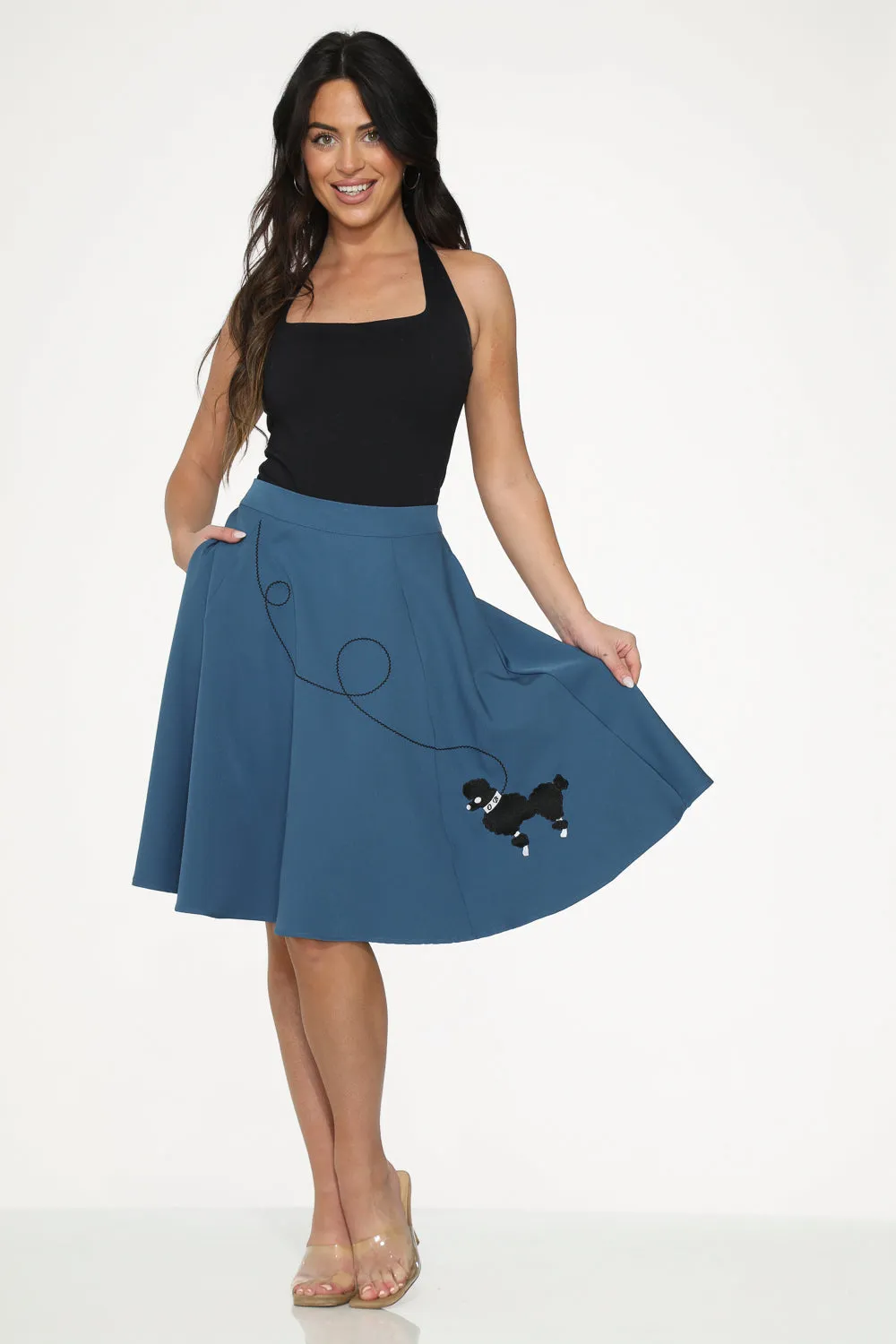 Blue Embroidered Poodle Swing Skirt sold by Modcloth product image thumbnail 3