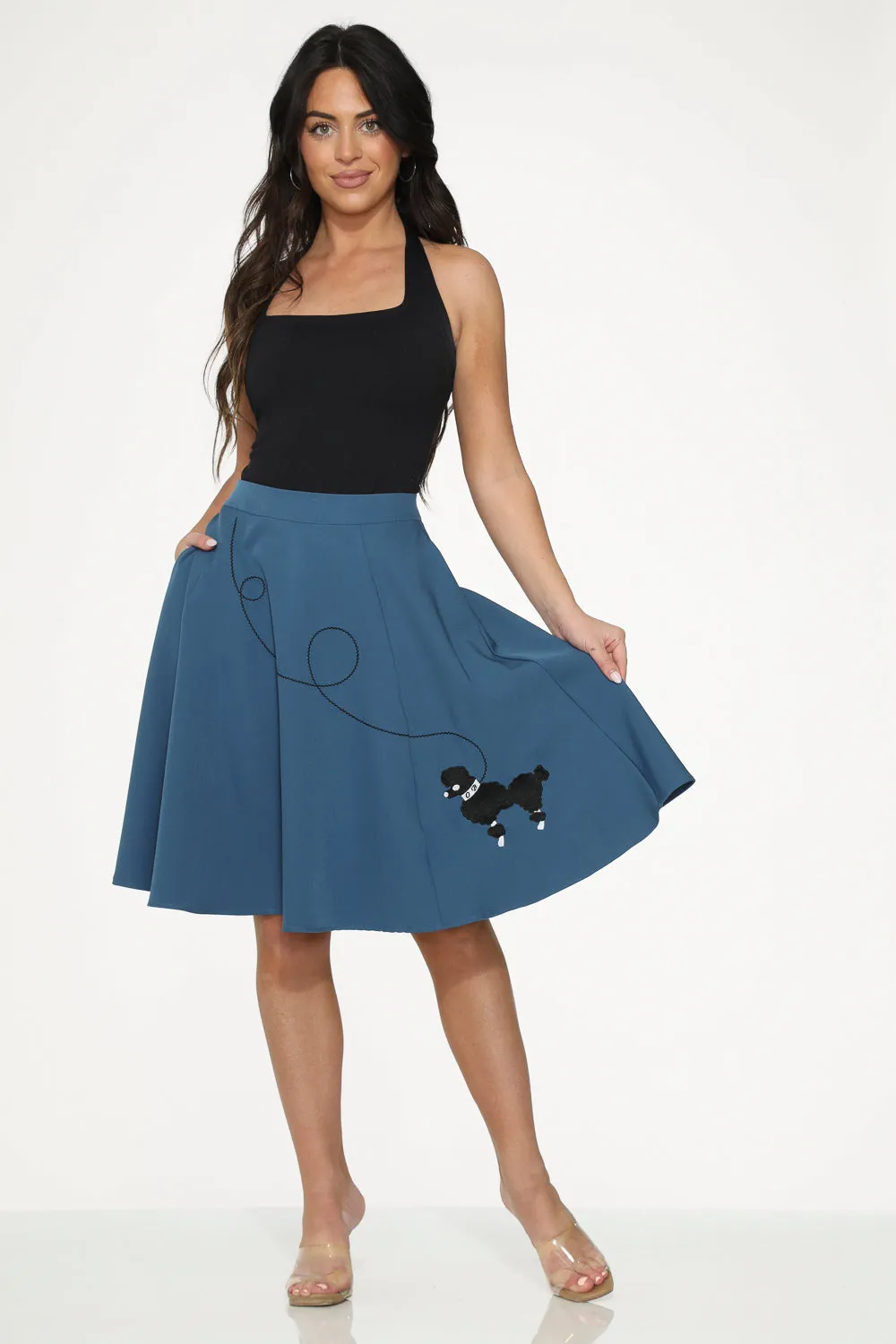 Blue Embroidered Poodle Swing Skirt sold by Modcloth product image thumbnail 2