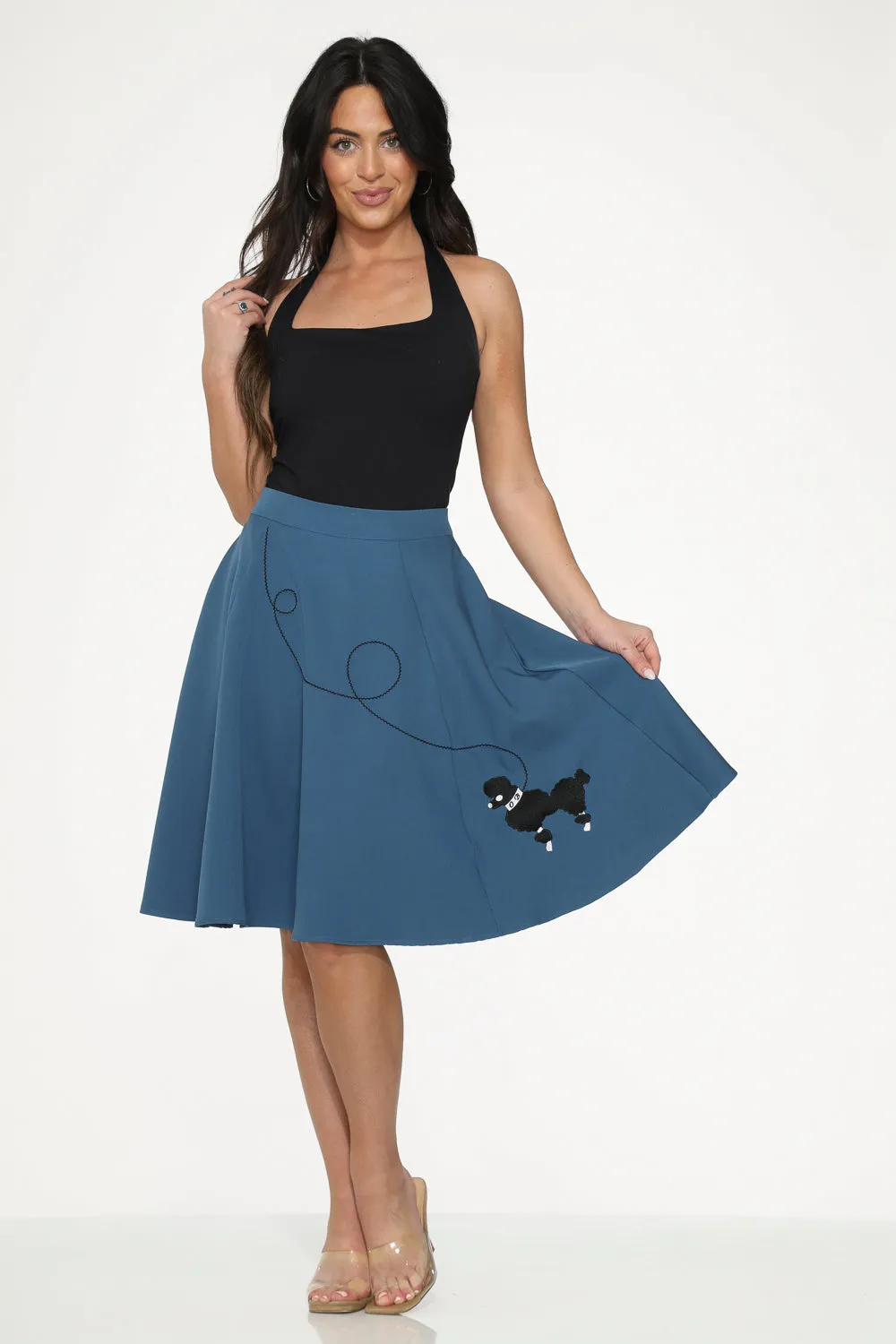 Blue Embroidered Poodle Swing Skirt sold by Modcloth product image thumbnail 4