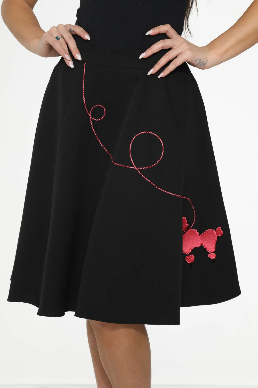 Black Hot Pink Embroidered Poodle Swing Skirt sold by Modcloth product image thumbnail 5