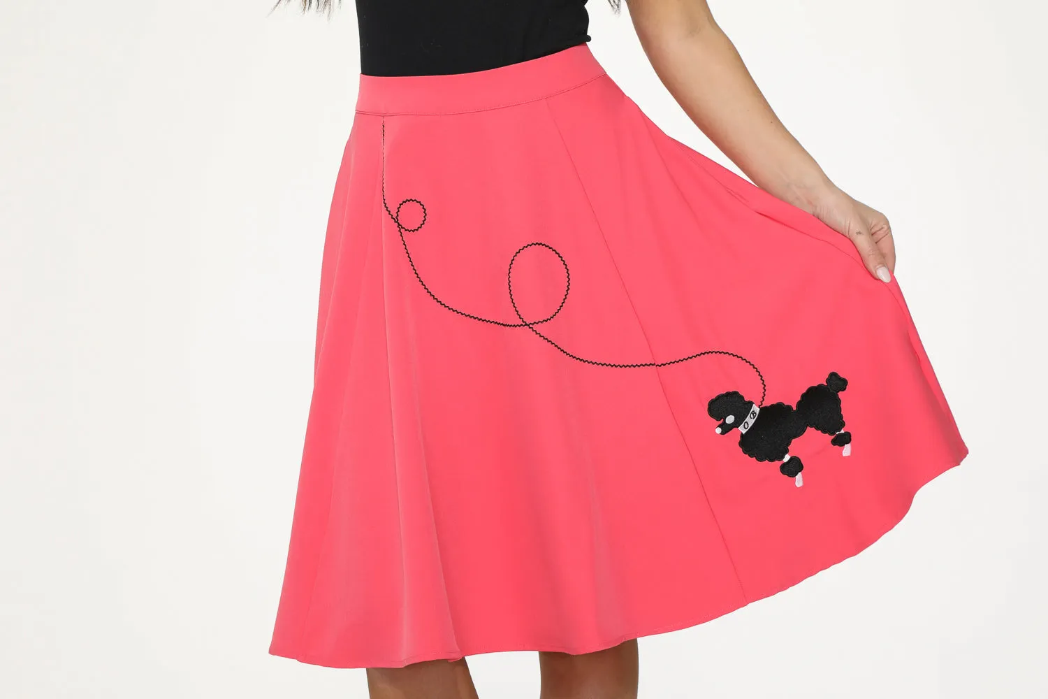 Hot Pink Black Embroidered Poodle Swing Skirt sold by Modcloth product image thumbnail 2