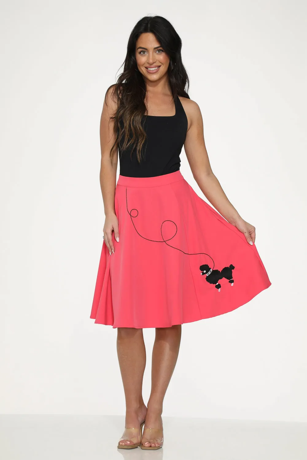 Hot Pink Black Embroidered Poodle Swing Skirt sold by Modcloth product image thumbnail 4