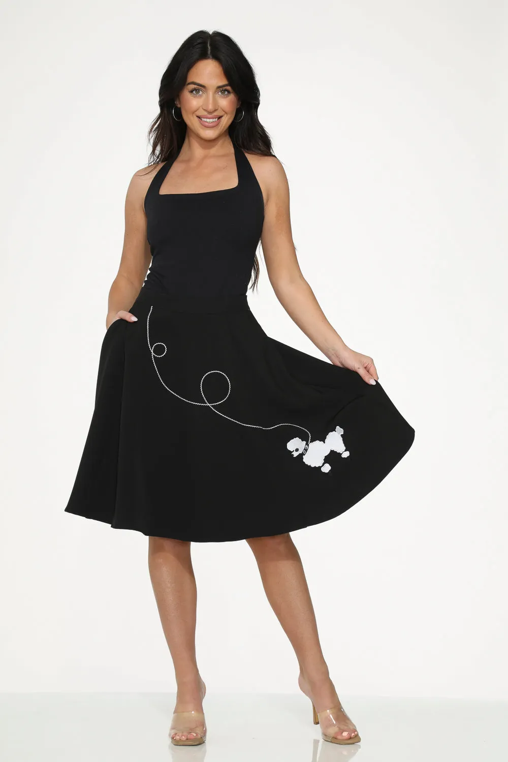 Black Embroidered Poodle Skirt sold by Modcloth