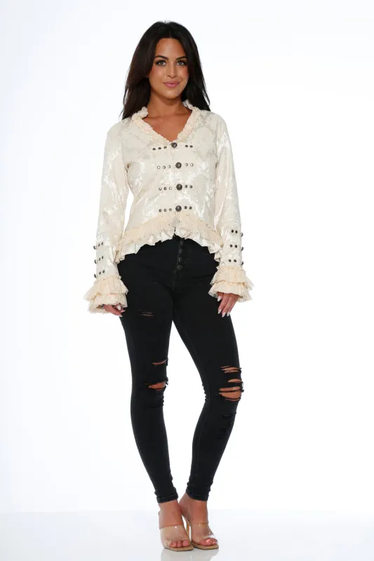 Off-White Victorian Tailed Jacket sold by Modcloth