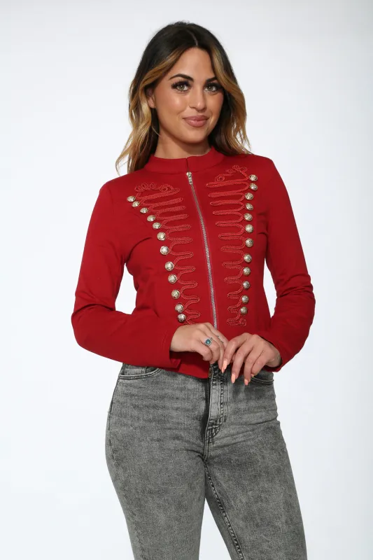 Red Military Jacket sold by Modcloth