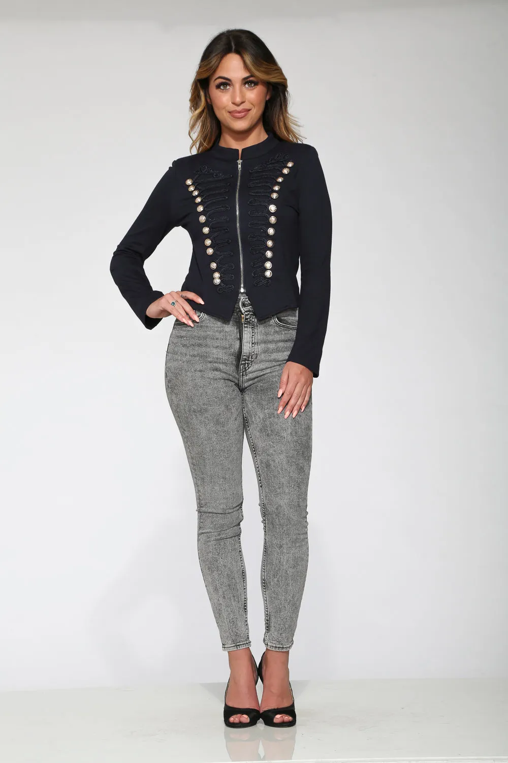 Navy Blue Military Jacket sold by Modcloth