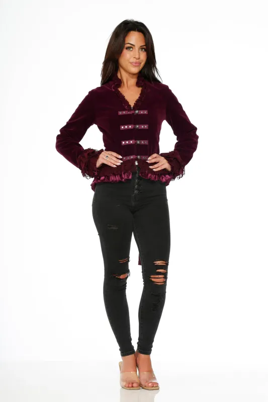 Purple Gloria Velvet Tailed Jacket sold by Modcloth