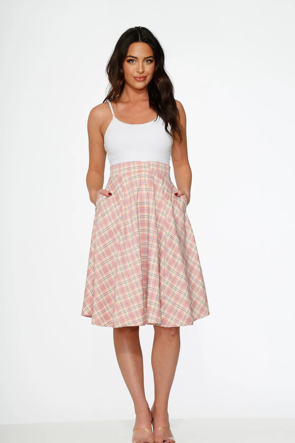 Pink Plaid Swing Skirt sold by Modcloth product image thumbnail 5