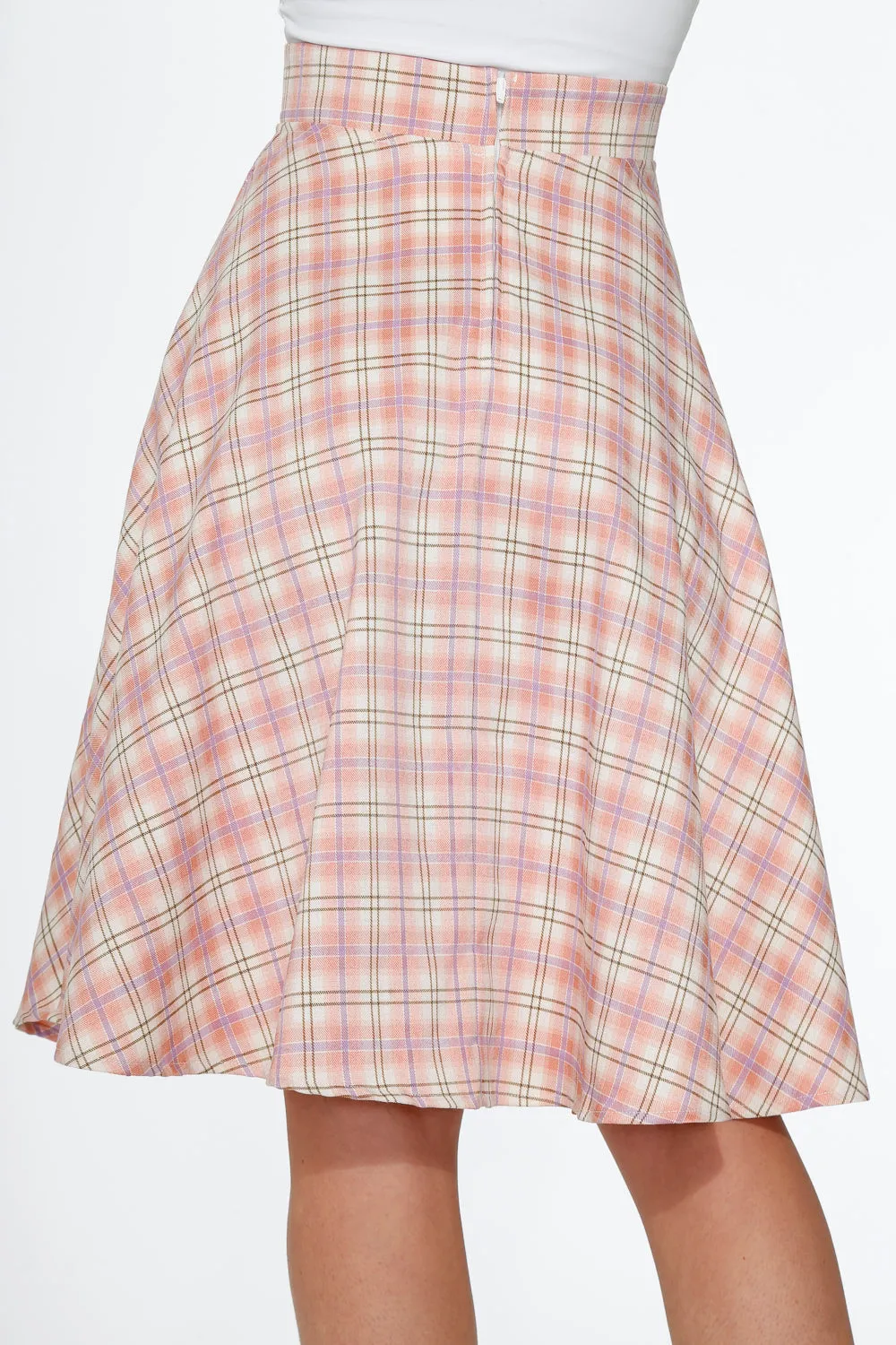 Pink Plaid Swing Skirt sold by Modcloth product image thumbnail 4