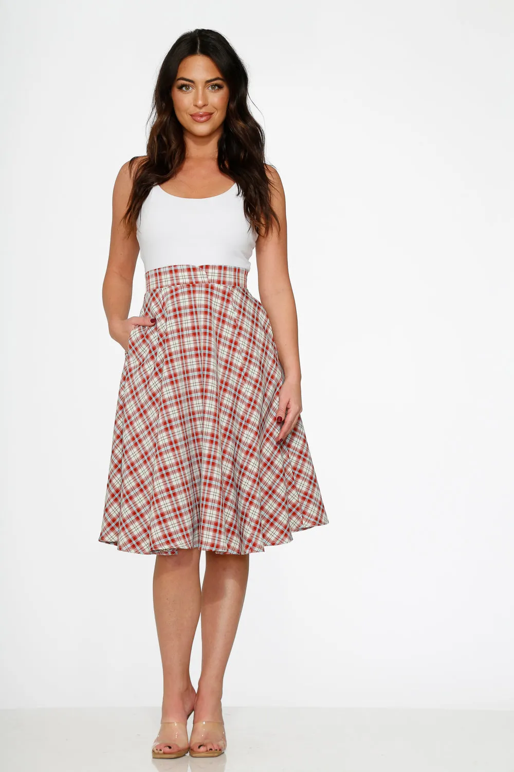 Red Plaid Swing Skirt sold by Modcloth product image thumbnail 2