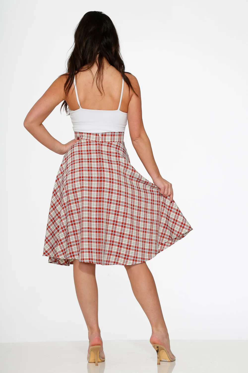 Red Plaid Swing Skirt sold by Modcloth product image thumbnail 4