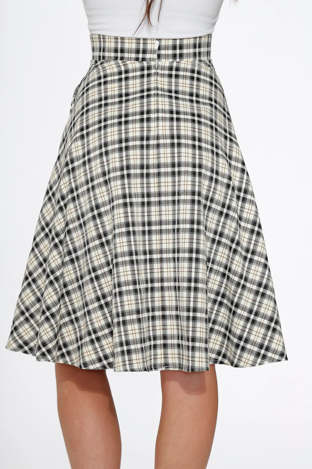 Off White Plaid Swing Skirt sold by Modcloth product image thumbnail 4